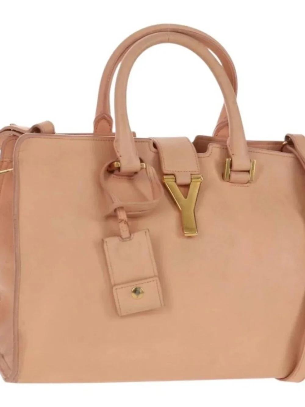 SAINT LAURENT Petit Kabas Hand Bag Leather 2way Pink Gold Auth - Picture 2 of 15